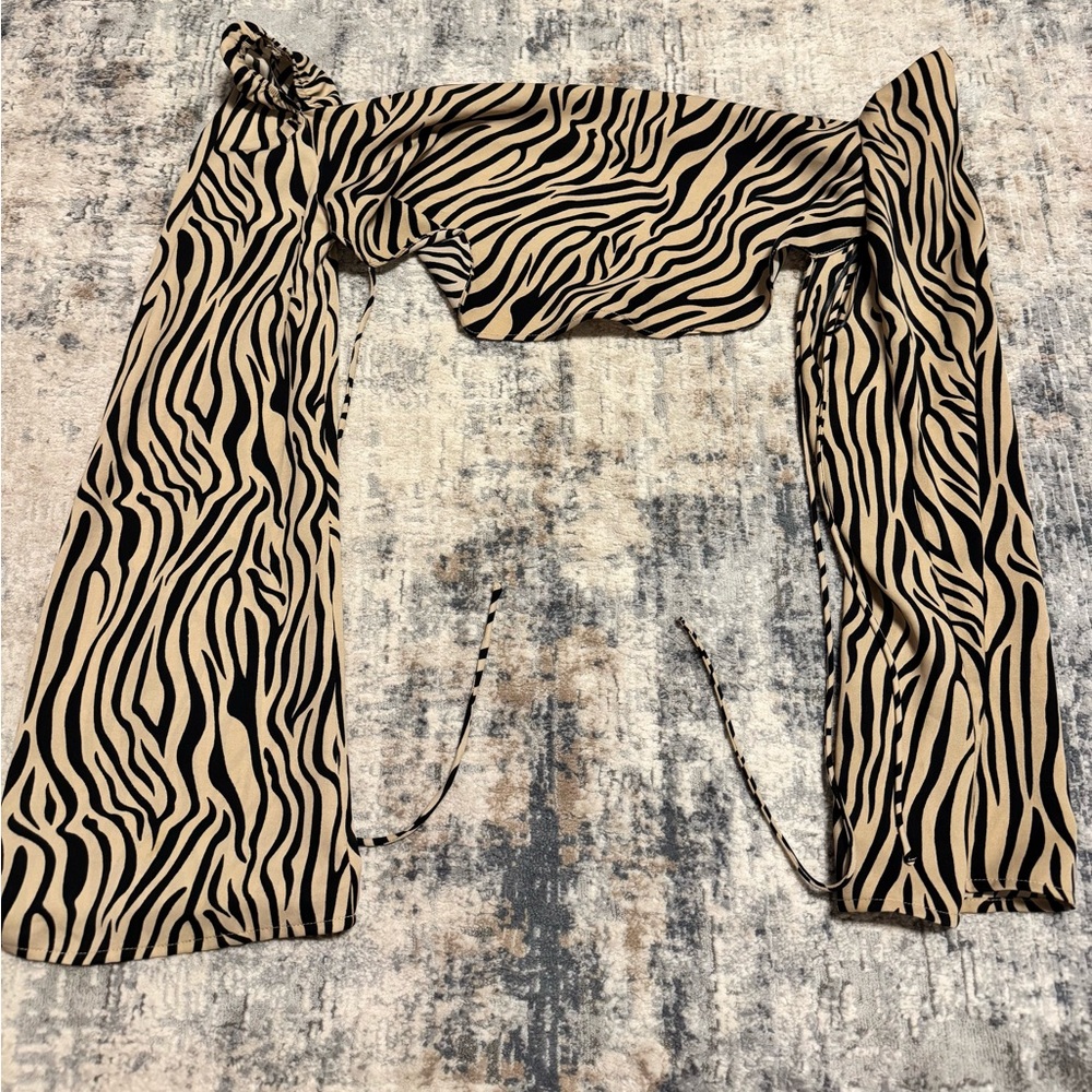 White Fox Boutique Zebra Print Crop Top